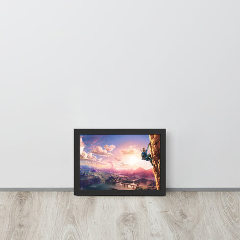 The Hero’s Ascent - A Zelda-Inspired Oil Painting Wall Art | Framed matte paper poster