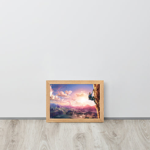 The Hero’s Ascent - A Zelda-Inspired Oil Painting Wall Art | Framed matte paper poster