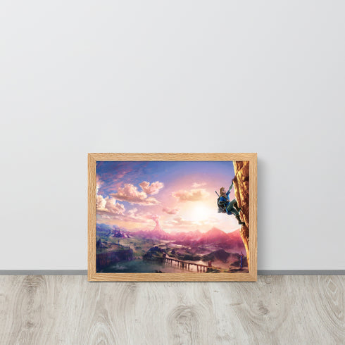 The Hero’s Ascent - A Zelda-Inspired Oil Painting Wall Art | Framed matte paper poster