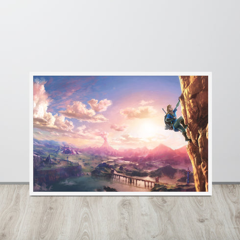 The Hero’s Ascent - A Zelda-Inspired Oil Painting Wall Art | Framed matte paper poster