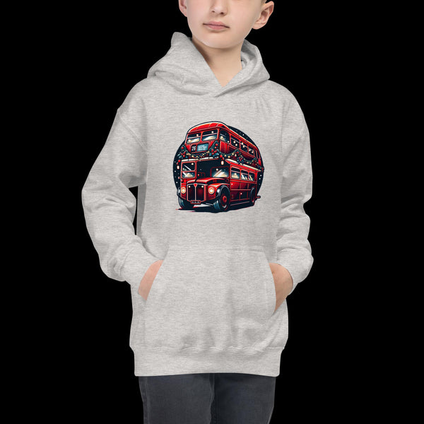 Christmas Red London Bus T-Shirt - Kids Hoodie