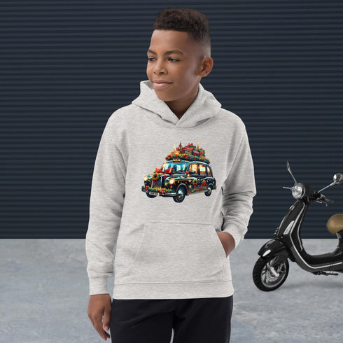 Retro London Cab for Christmas - Kids Hoodie