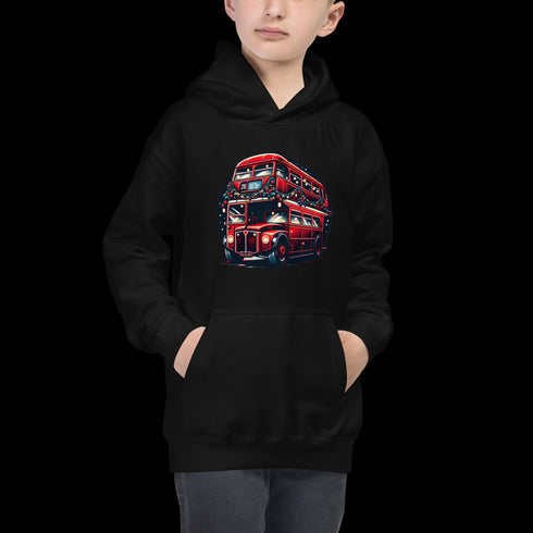 Christmas Red London Bus T-Shirt - Kids Hoodie