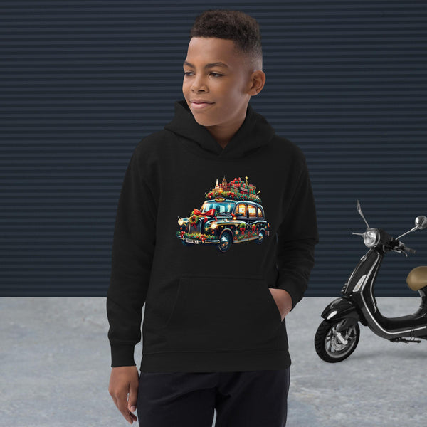 Retro London Cab for Christmas - Kids Hoodie