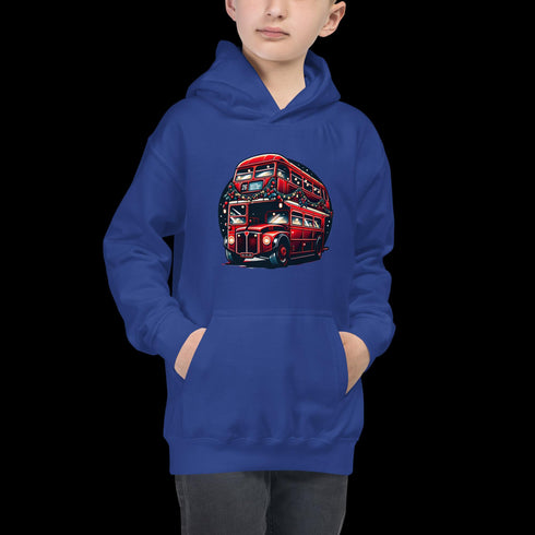 Christmas Red London Bus T-Shirt - Kids Hoodie