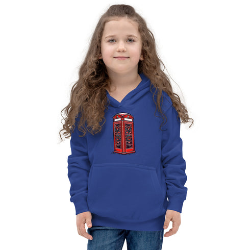 Red British Phone Booth at Christmas - Kids Hoodie