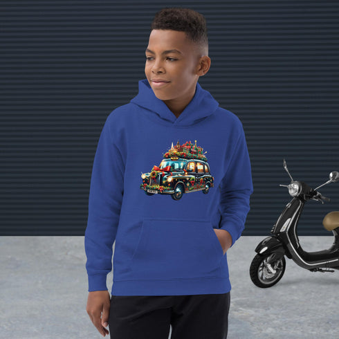 Retro London Cab for Christmas - Kids Hoodie
