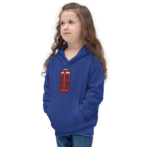 Red British Phone Booth at Christmas - Kids Hoodie