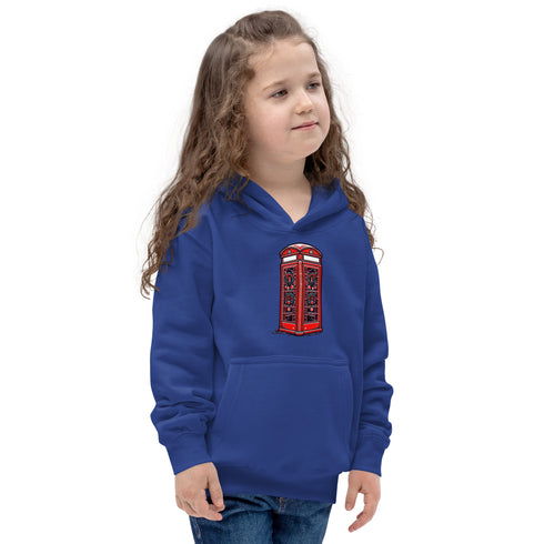 Red British Phone Booth at Christmas - Kids Hoodie